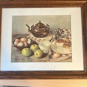 Vintage Henk Bos Print Framed Still life With Teapot